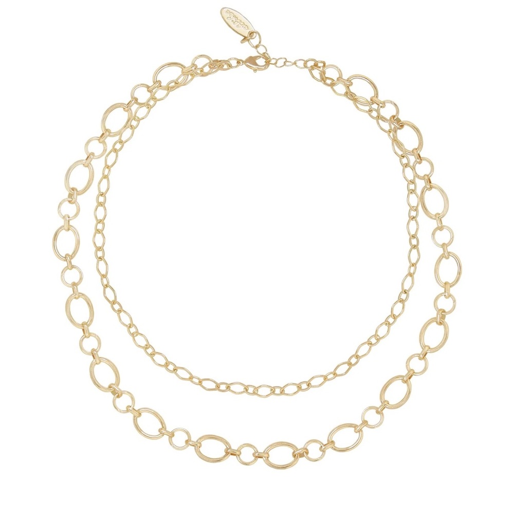 ETTIKA LARGE LINKS DOUBLE 18K GOLD PLATED CHAIN NECKLACE